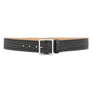 Dutyman 1621 Basketweave Leather Garrison Belt Black Silver Tone Buckle 30 NWOT